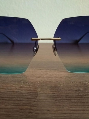 Ana Hickmann Rimless Butterfly sunglasses AH 3289 like new, black and turquoise