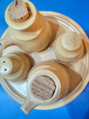 Rustic ceramic set new, handmade from the 1970s