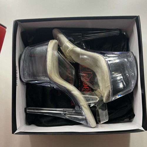 Pleaser USA transparent sandals used, size 36, white