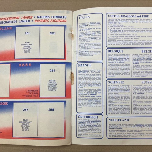 Panini 1984 UEFA EURO 84 Album used, 70 of 258 stickers completed