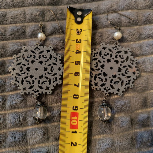 Gray long earrings like new