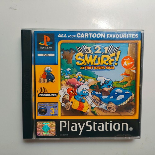 3,2,1 Smurf! PS1 game used, fully functional