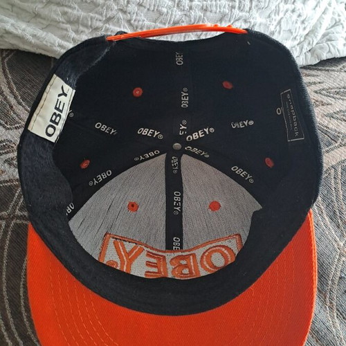 Obey Snapback Hat used with Original Box Logo black-orange