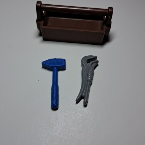 Playmobil brown toolbox with tools