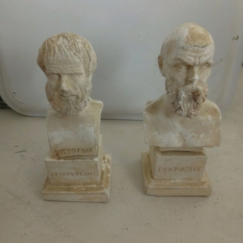 Plaster statuettes used Socrates and Aristotle