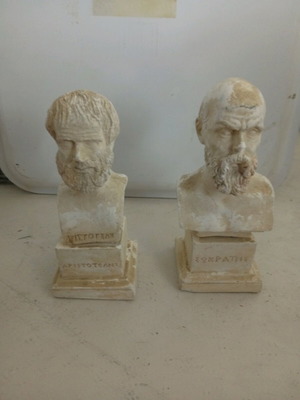 Plaster statuettes used Socrates and Aristotle