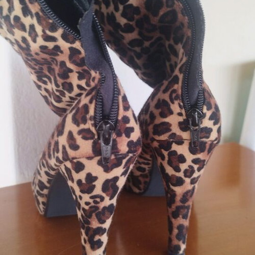 Leopard ankle boots used with zipper, size 41, 11cm heel