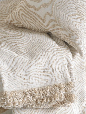 Rythmos Tara Ecru Jacquard Double-Sided Chenille Throw 180x240