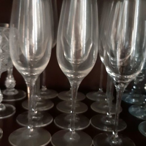 Crystal glasses used, pack of 12, height 21cm