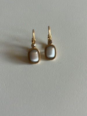 Dyrberg Kern Earrings with Moonstone, like new, matte gold color
