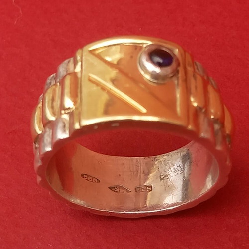 Silver and 14K Gold Ring used, size 54