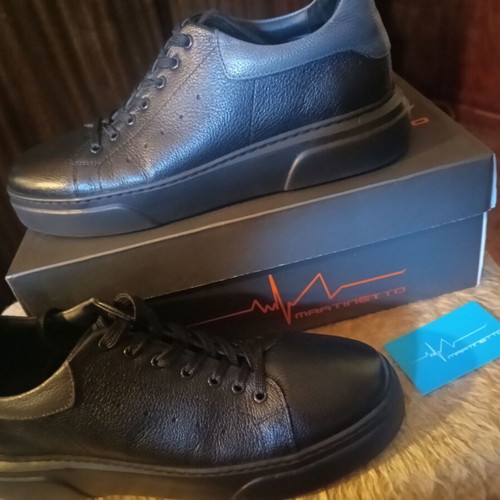 Martinetto men's shoes size 43 new, black leather casual