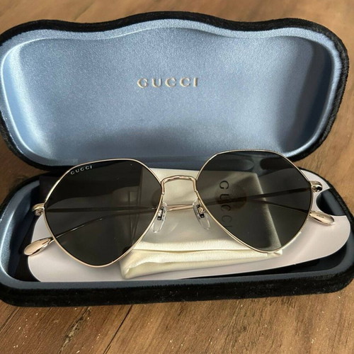 Gucci GG1182S 001 55 sunglasses new unisex, gold frame, black lenses