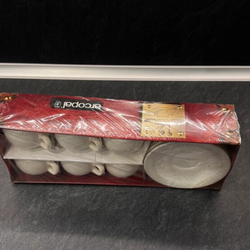Vintage Arcopal France Coffee Cup Set 12 Pieces New in Box