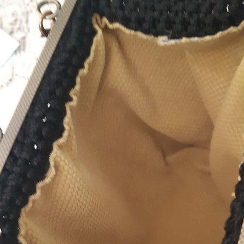 Noir Élégance handmade black crossbody bag with vintage clasp and crystals