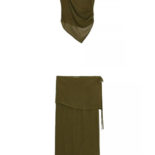 Zara beach set new midi pareo skirt and oil-colored top