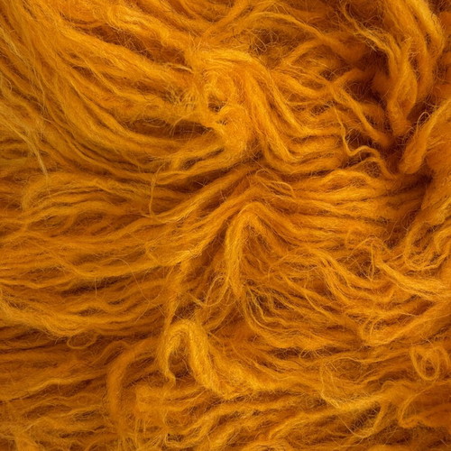 Yellow flokati rugs set of 3 like new, vibrant mustard color