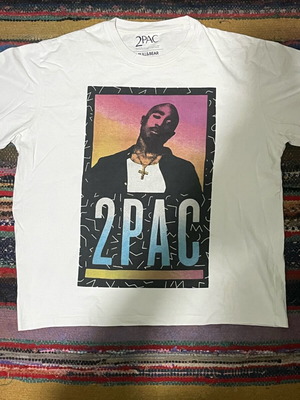 2pac men's t-shirt used, white, size L, Pull & Bear