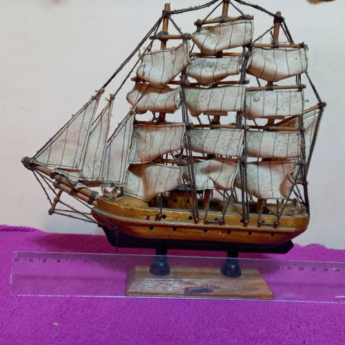 Vintage wooden Mayflower ship model used