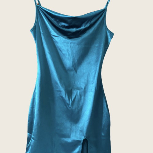 Satin dress S like new, green, size 36