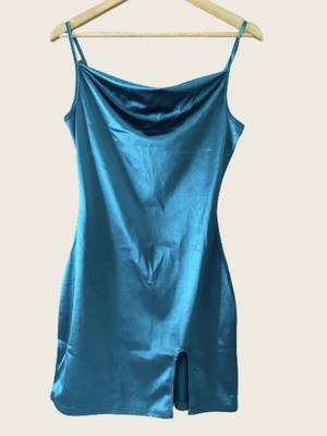 Satin dress S like new, green, size 36