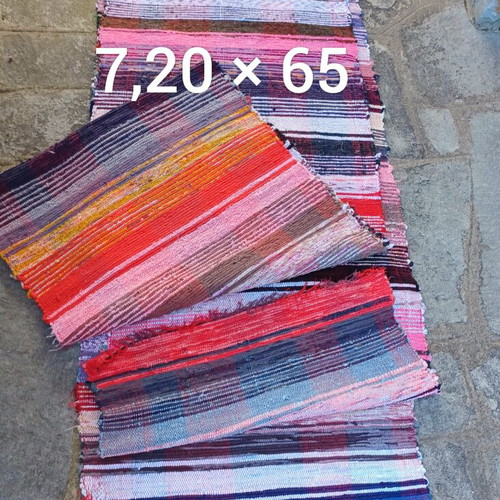 Authentic traditional loom rag rug, 7.20 meters long