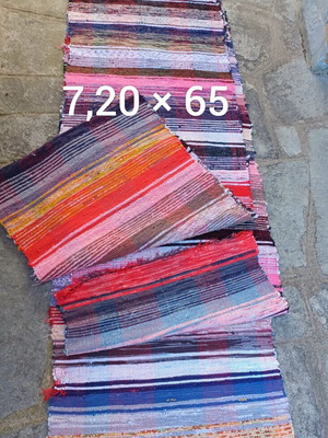 Authentic traditional loom rag rug, 7.20 meters long