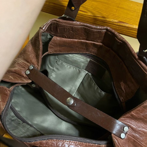 Women's shoulder bag brown natural leather like new
