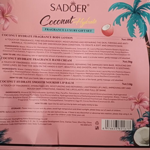 Body hydration set with coconut scent new