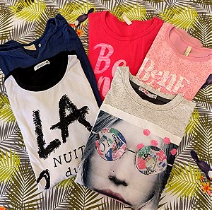 5 ΤΜΧ μπλούζες για κορίτσια!!! 13y - 14y  μακρυμάνικες βαμβακερές  Zara, Benetton,  Energiers, Gaialuna!!!