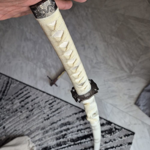 White Katana decorative sword like new with wooden stand