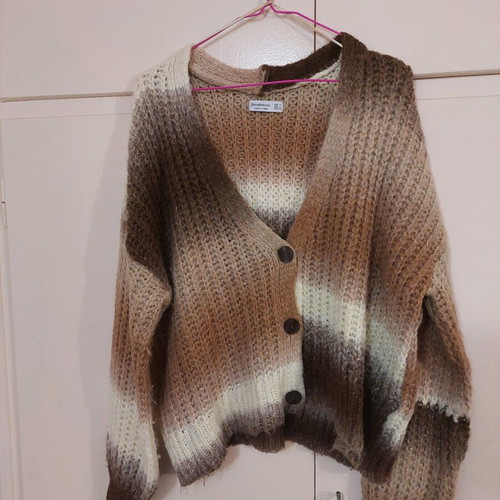 Stradivarius knitted brown cardigan like new with ombre patterns
