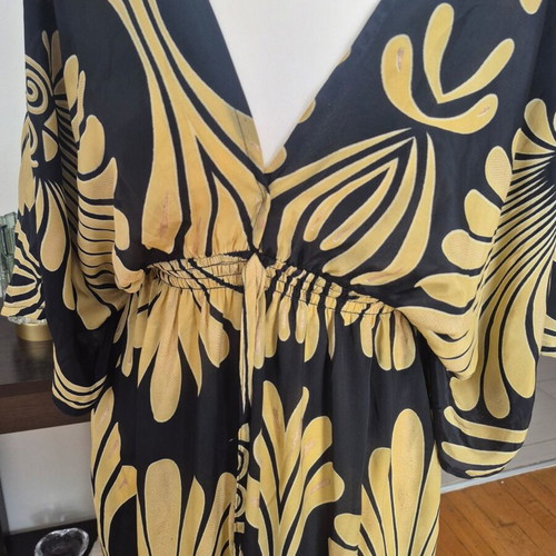 Celestino dress kaftan style black and dark gold like new, onesize