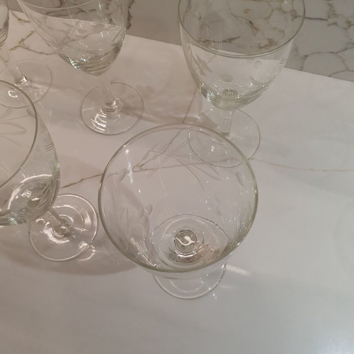 Vintage crystal large stemmed glasses set of 6 like new