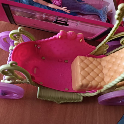 Barbie doll set with horse, wardrobe and carriage