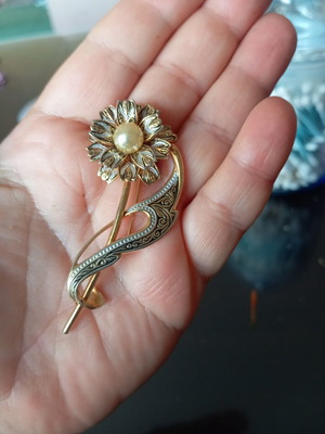 Damascene vintage brooch