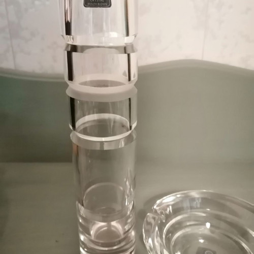 Morava crystal mouth blown vase and ashtray new