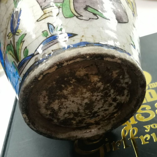 Persian ceramic vase Qajar 19th-20th century used, broken and repaired