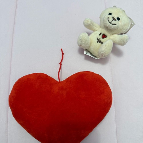 Plush bear and heart set I love you new