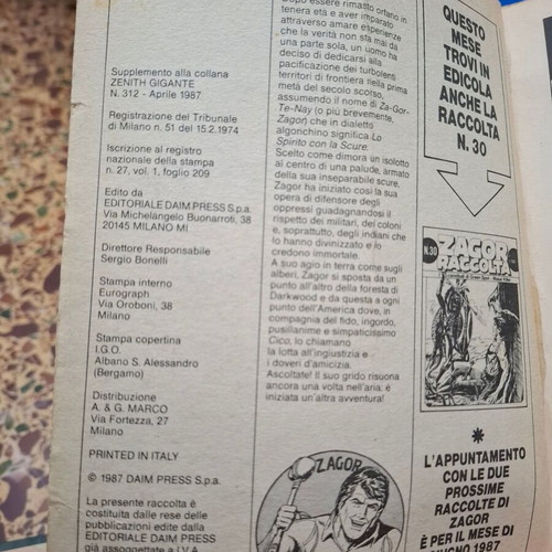 Zagor Raccolta comics used, Italian edition
