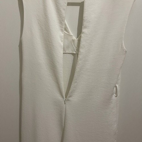Zara white wide-leg jumpsuit with shoulder pads