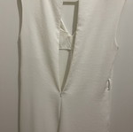 Zara white wide-leg jumpsuit with shoulder pads