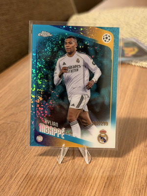Kylian Mbappe Aqua Holo 2025 Topps UEFA κάρτα καινούργιο