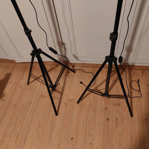 Led lights with tripods and adjustable height, new, set of 2