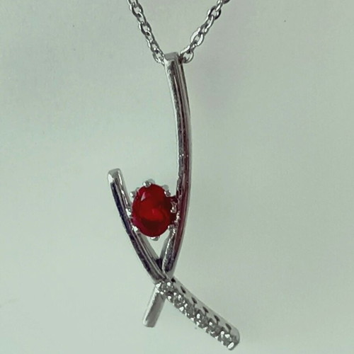 Silver 925 necklace with garnet stone new Apefthon