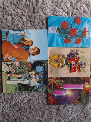 Greeting cards used, pack of 5, 1970s
