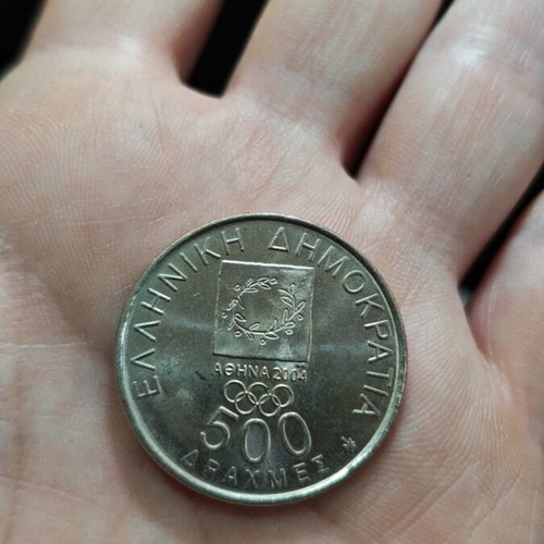 500 Drachmae Olympiada coin like new, Greece 2000