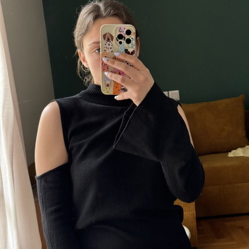 Souvenir backless knitted top like new, black, size S