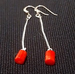 Melpomene silver 925 earrings with natural coral, handmade