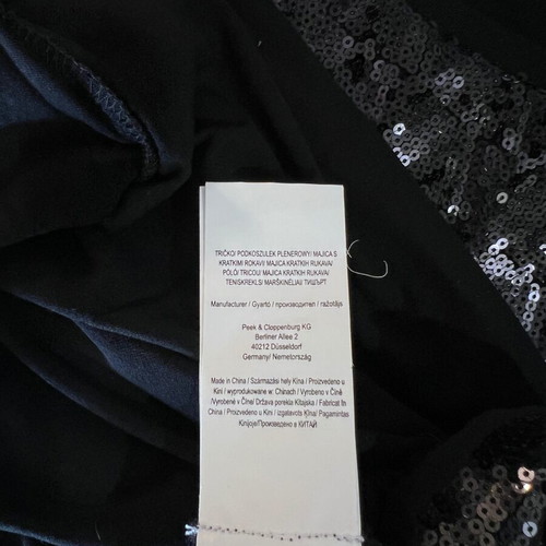 Joseph Janard black blouse with dark sequins, 3/4 sleeves, size S